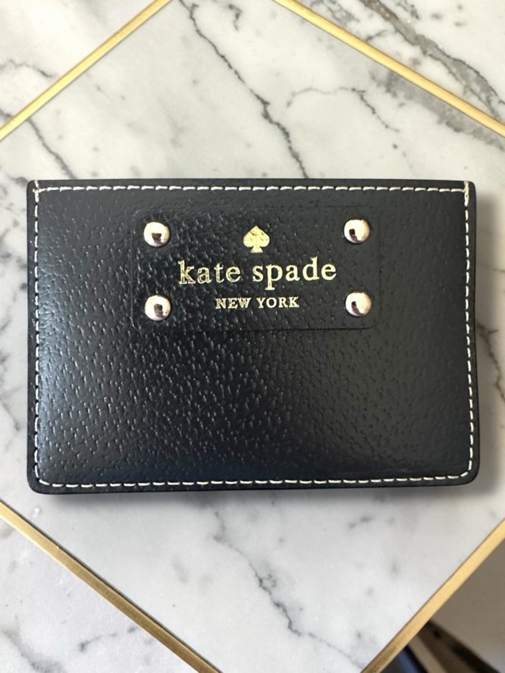 kate spade New York Graham Wellesley black & tan  leather card | NWT $68 MSRP
